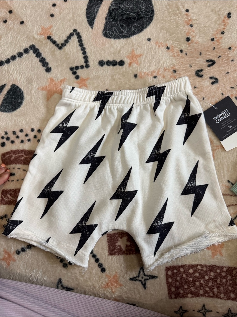 White Lightning Bolt Lounge Shorts